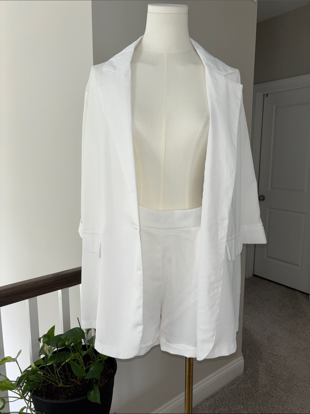 White Blazer and Shorts Set